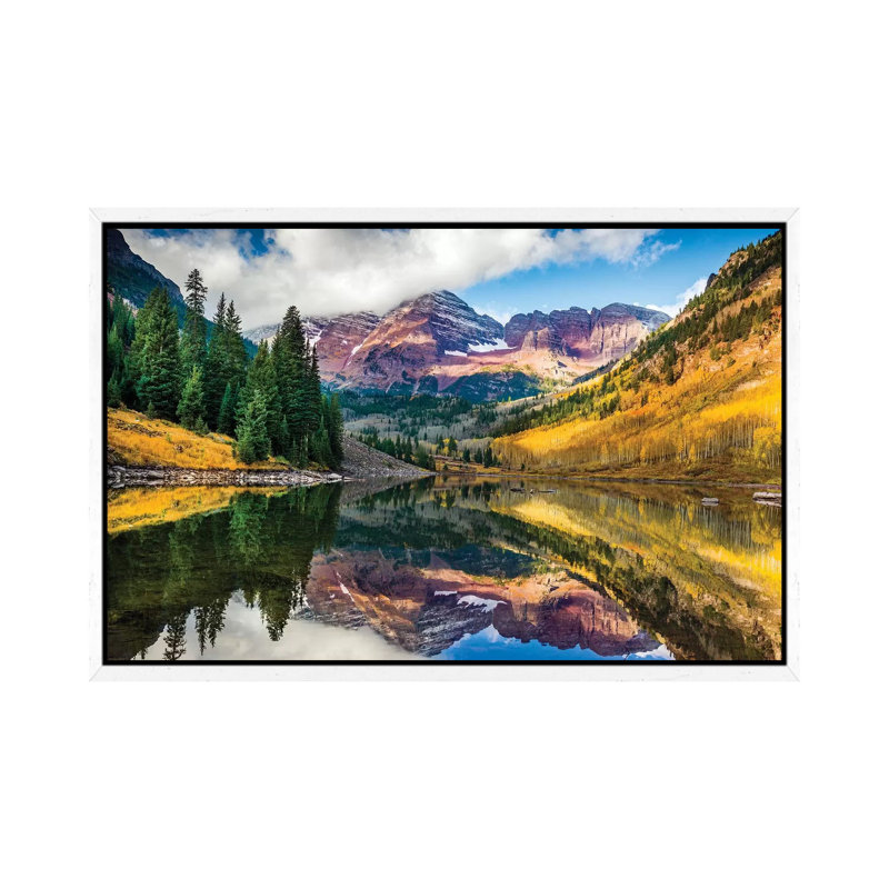 Maroon Bells, Colourado by Susanne Kremer - Print on Canvas, White Framed, 101.6 cm H x 66.04 cm W