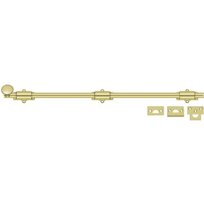Deltana 24SB3 24" Surface Bolt; Heavy Duty; Bright Brass Finish