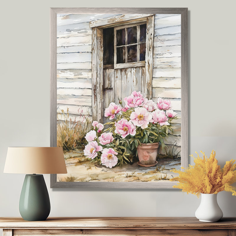 Belleview - impression sur toile florale, H 40 po x l 30 po, Avec cadre, Argent argent