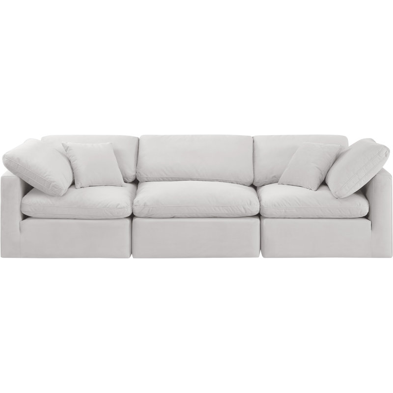 Itala 105'' Velvet Sofa, Cream Velvet