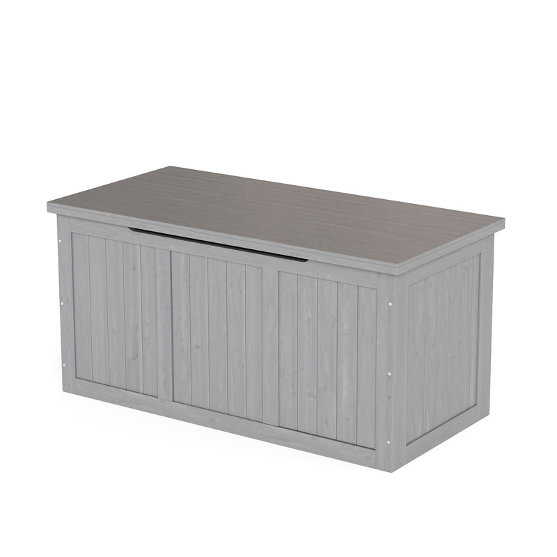 Boîte de rangement extérieure en bois massif 67 gallons pour coussins de meubles de patio, accessoires de piscine et outils de jardinage, gris, sécuritaire et à faible entretien