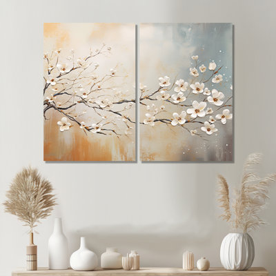 Dogwood Blooms Sunset - Floral Dogwood, reproduction d'art sur toile