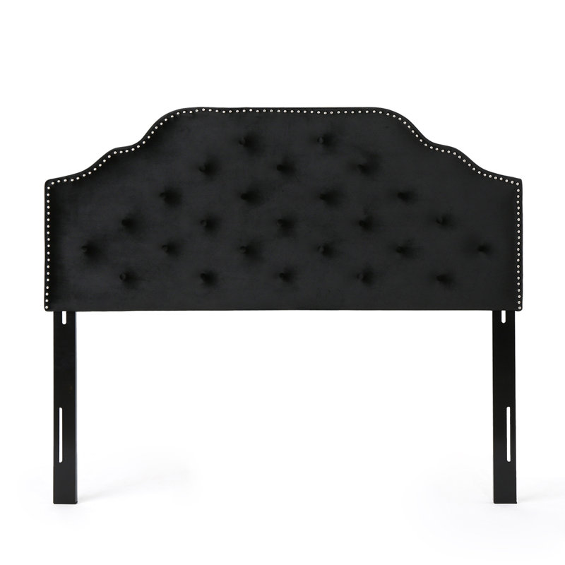 Tufted Upholstered Headboard Queen Size, Solid Wood Head Board With Durable Metal Legs, Adjustable Height Queen Headboard With Nailhead Trim,fabric Headboard In Modern Button Tuffted Design