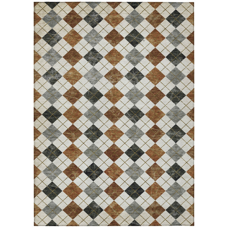 Machine Washable Indoor/Outdoor Kaczor ACN2237 Geometric Rug, Rectangle 8' x 10'