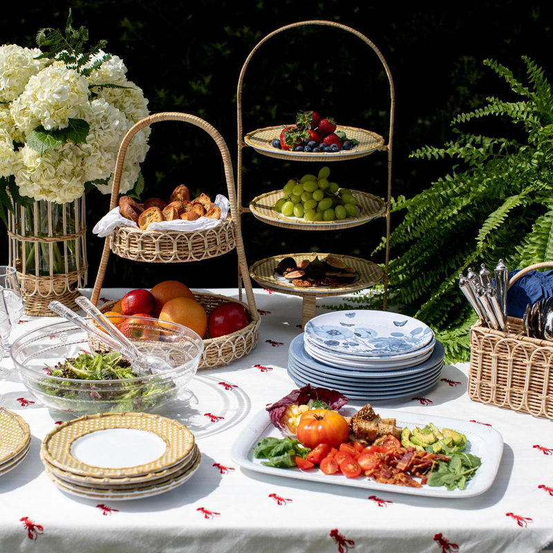 Provence Rattan Triple Tiered Server - Whitewash/Natural