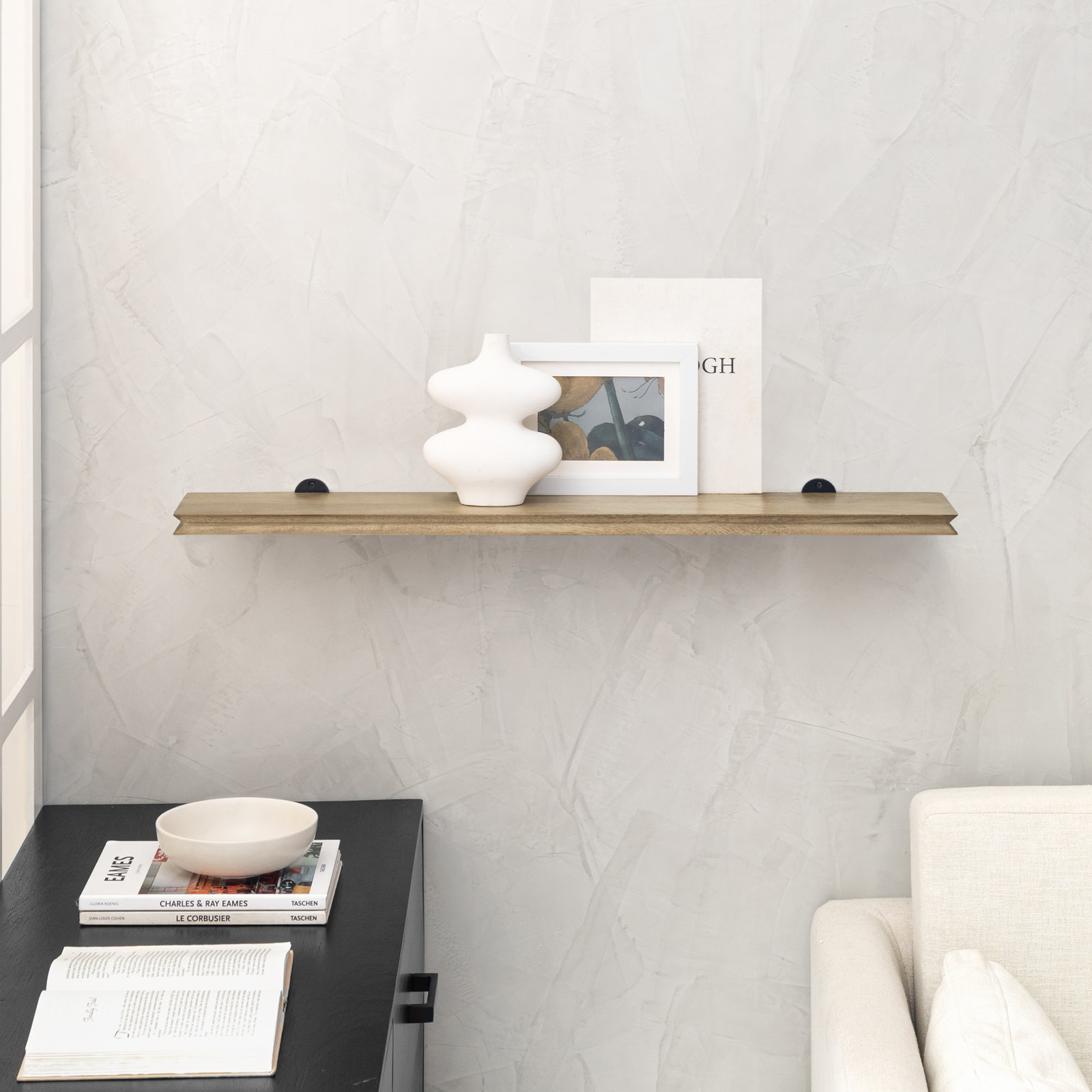 Irie Mango Wood Floating Shelf, 1'' H x 36'' W x 6'' D, Warm Sand