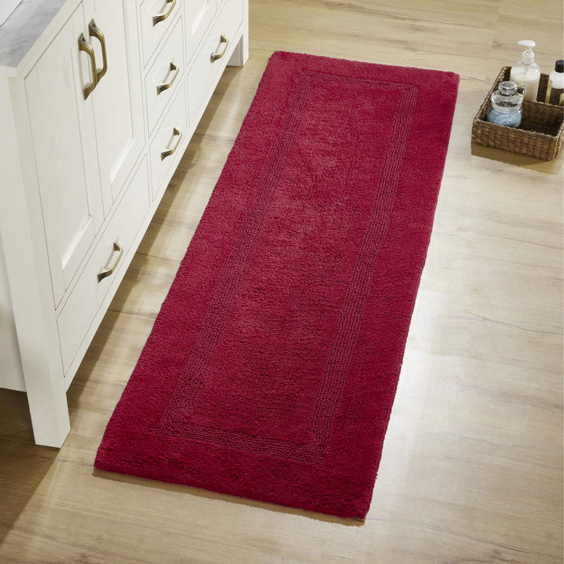 Rozanne Reversible Cotton Bath Rug, Red, 20" x 60" Runner