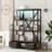3-shelf Metal Open Bookcase With 2 Drawers And Led-337523233