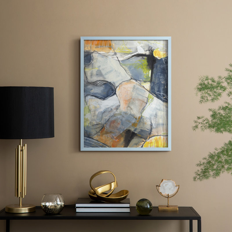 «Lost in Reality I», reproduction encadrée - bois massif, H 15 po x l 12 po, Bleu