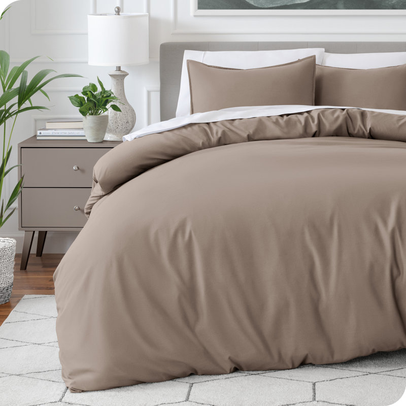 Ensemble de housse de couette et taie décorative en microfibre de qualité supérieure, Taupe
