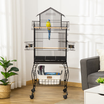 Couthran 53.9" Steel Pointed Top Floor Bird Cage with Wheels