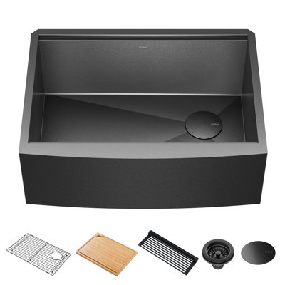 KRAUS Kore™ Workstation Farmhouse Apron Front 16 Gauge Single Bowl Kitchen Sink