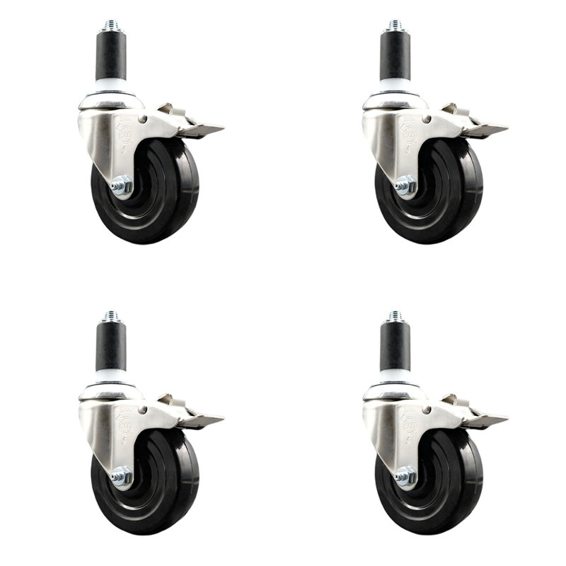 Jeu de roulettes extensibles en caoutchouc souple, H 4 po x l 4 po