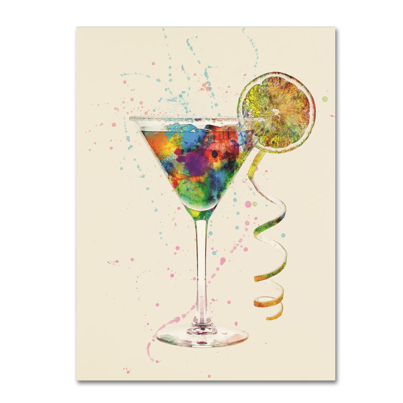 « cocktail boisson, aquarelle viii », reproduction d’impression sur toile tendue, H 19 po x l 14 po