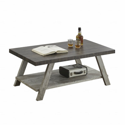 Contemporary Replicated Wood Shelf Coffee Table
