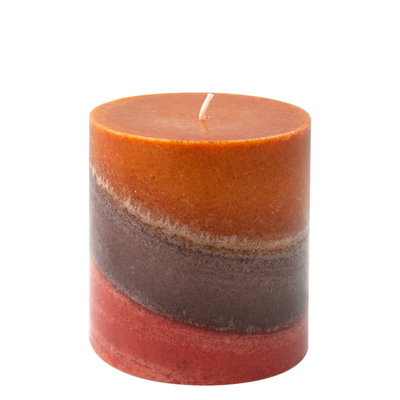 Bazalduan Caramel Apple Scented Pillar Candle, 3" H x 3" W x 3" D