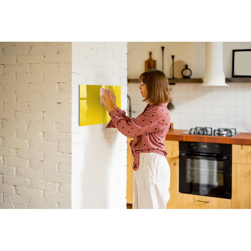 Magnetic Memo Board Whiteboard - 60 x 40 cm - Includes Marker and Magnets - Light yellow color
