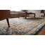 Blue Hand-Knotted Wool Faded Floral Bloom Geometric Modern Contemporary Carpet Rug-1173104576