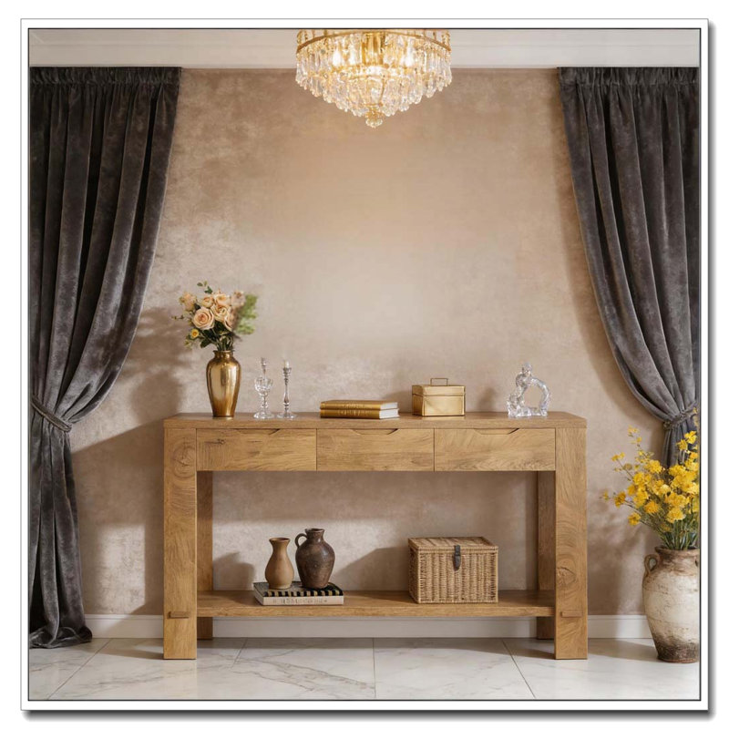Narrow Console Table with Sturdy MDF Construction