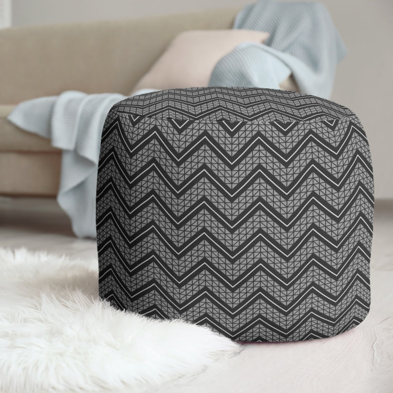 Upholstered Pouf, Dark Black