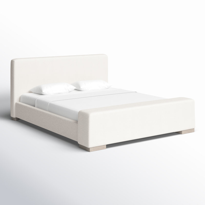 Upholstered Platform Bed, King, White