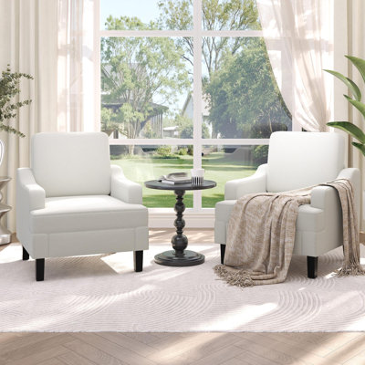 Ensemble de 2 fauteuils d'appoint rembourrés Chenille Comfort