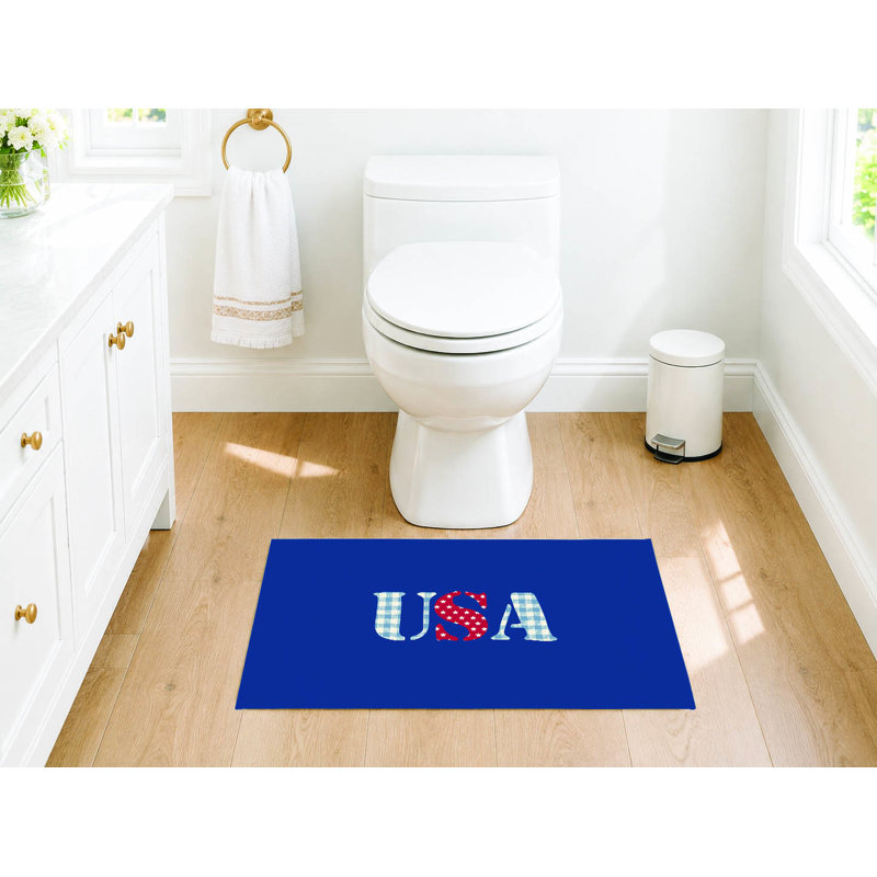 Tapis de toilette rectangulaire antidérapant absorbant USA Gingham, 24" W x 17" L