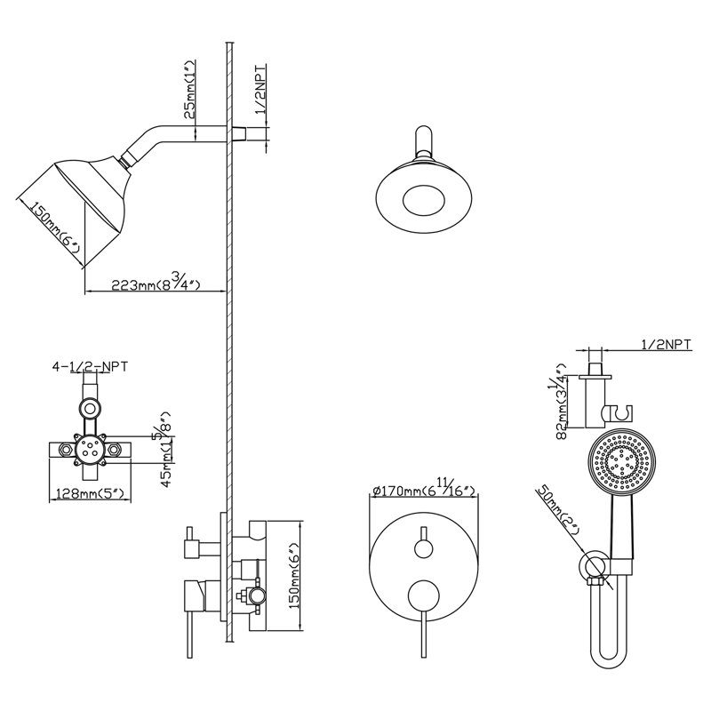 Complete Shower System with Rough in-Valve