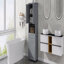 Grande armoire de salle de bain avec panier à linge, grand panier à linge inclinable et armoire de rangement supérieure-1630891408