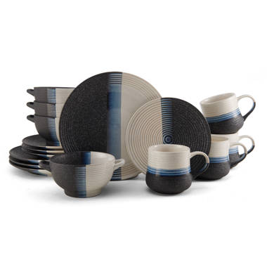 Pfaltzgraff Bryson 16 Piece Dinnerware Set, Service for 4, Black