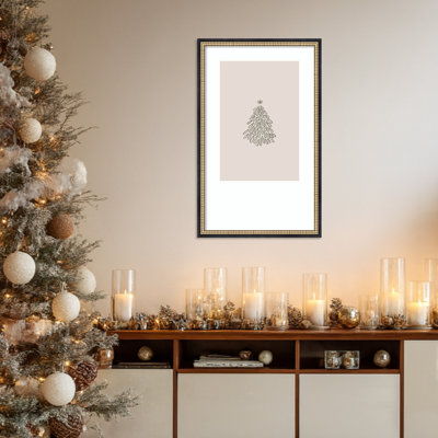 Arbre de Noël minimaliste par Karen Menzenbach, œuvre d'art murale encadrée en bois