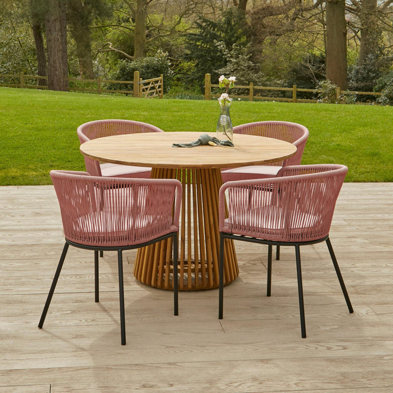 Hopley Rectangular 4 - Person 120cm Long Dining Set , Pink, 190.5cm H x 304.8cm W x 304.8cm D, Brown