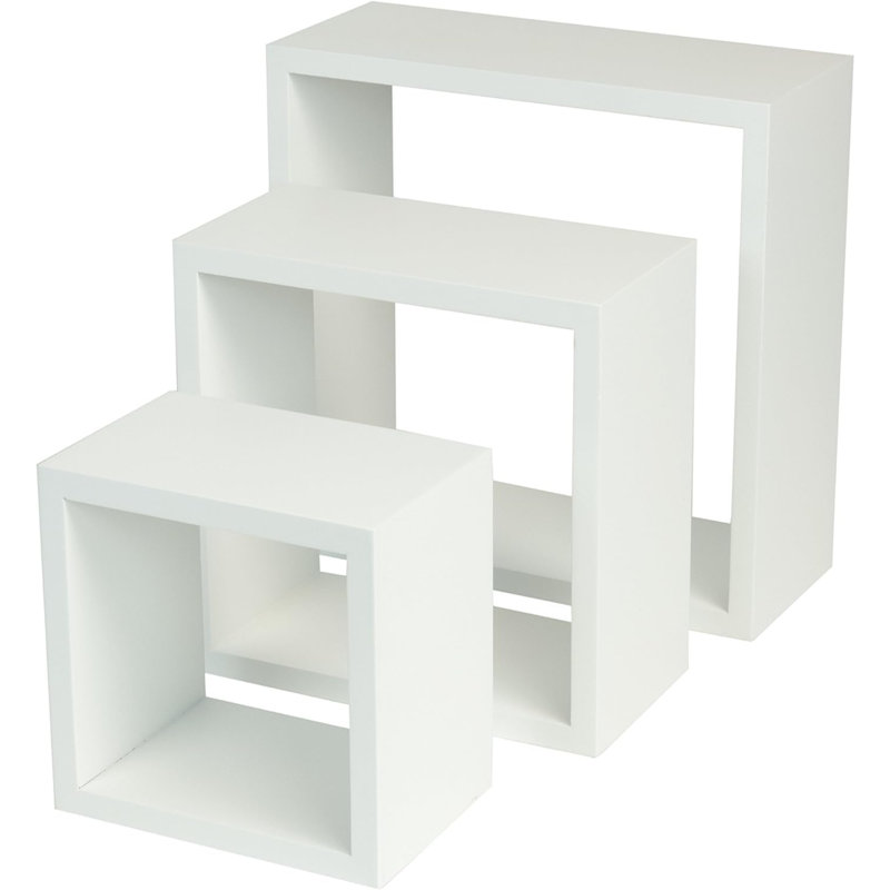 Chaisty 3 Piece Square Floating Shelf, White
