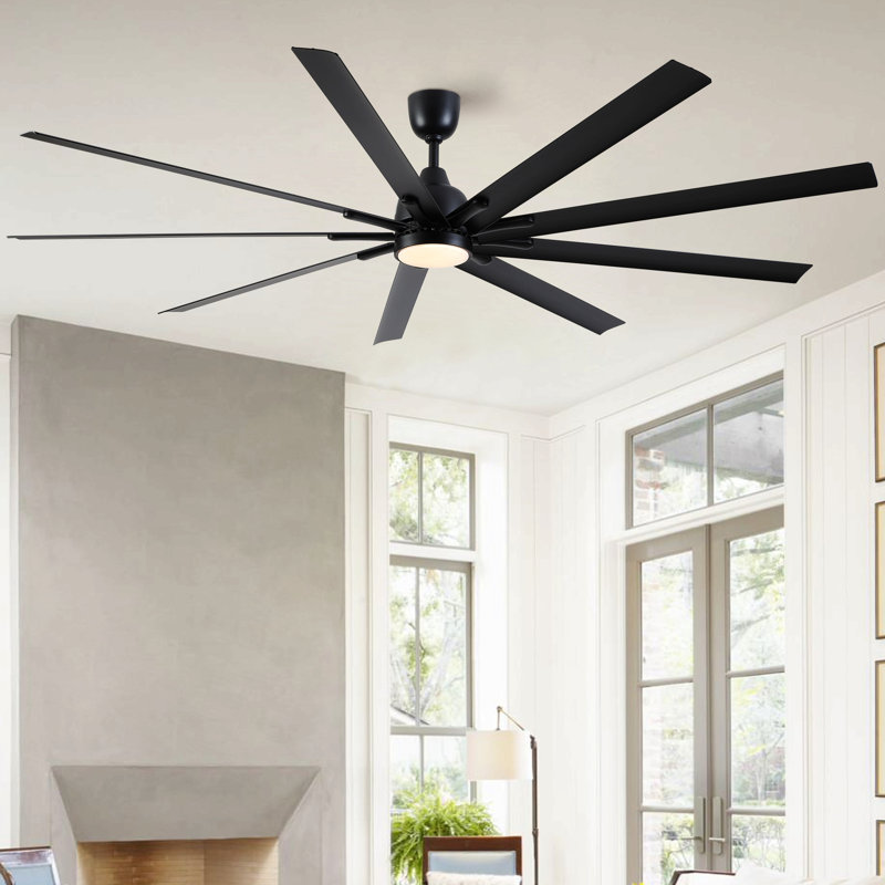 Très grand ventilateur de plafond noir 84 po avec télécommande