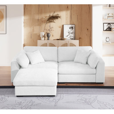 Upholstered Deep Seat Sofa with Ottoman