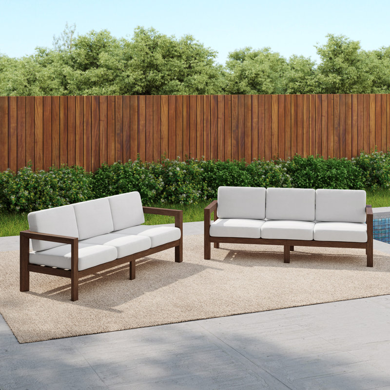 Canapé d'extérieur en bois massif pour patio, Beige