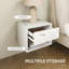 Floating Nightstand Set of 2 with Drawer and Shelf, White