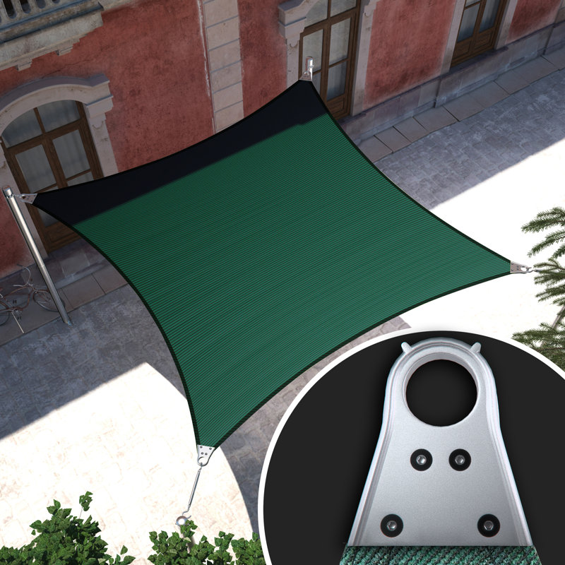 18' x 18' Beige HDPE Square Shade Sail with Stainless Steel D-Rings