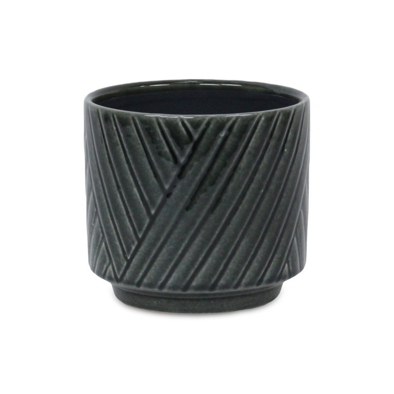 Pot de fleurs en céramique fabriqué à la main Kettering, H 5,25 po x l 6 po x P 6 po, Gris foncé