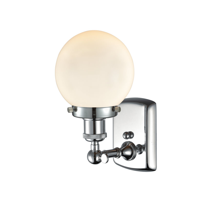 Chippewa Armed Sconce, Matte White, Incandescent, Polished Chrome
