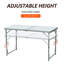 Table de camping pliante d'extérieur réglable en hauteur