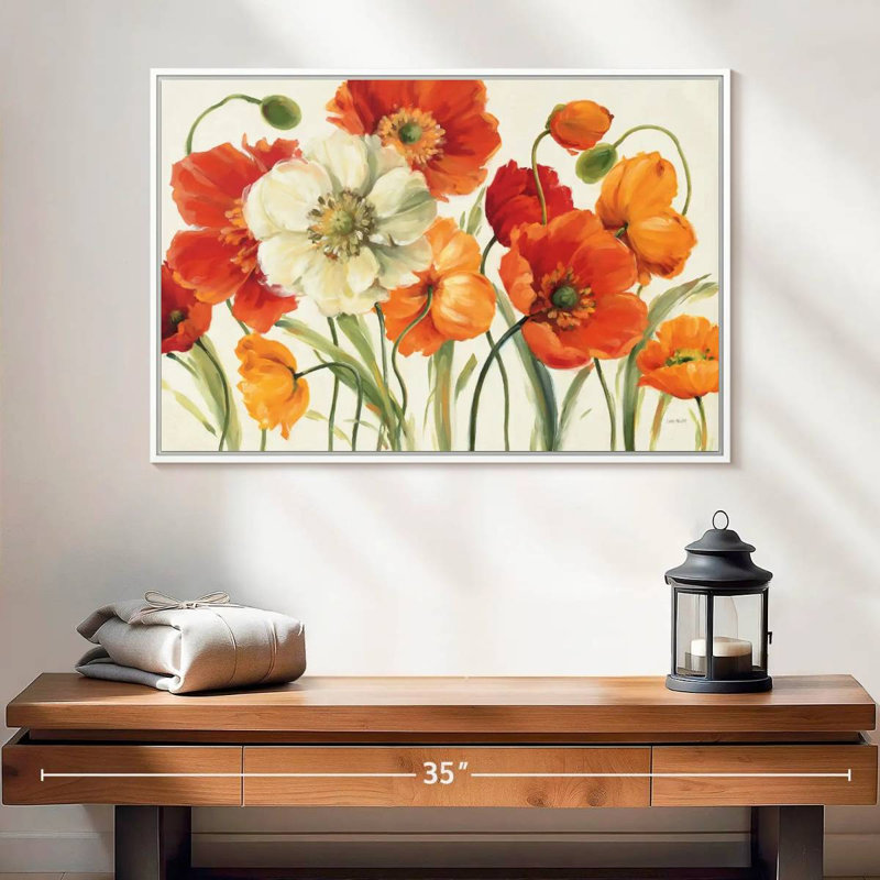 Mélodie des coquelicots, Cadre flottant blanc, 25 po x 17 po