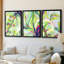 Bright Tropical Abstraction I  -Custom Framed  Wrapped Gallery Canvas - 3 Pieces-194486927-194486925