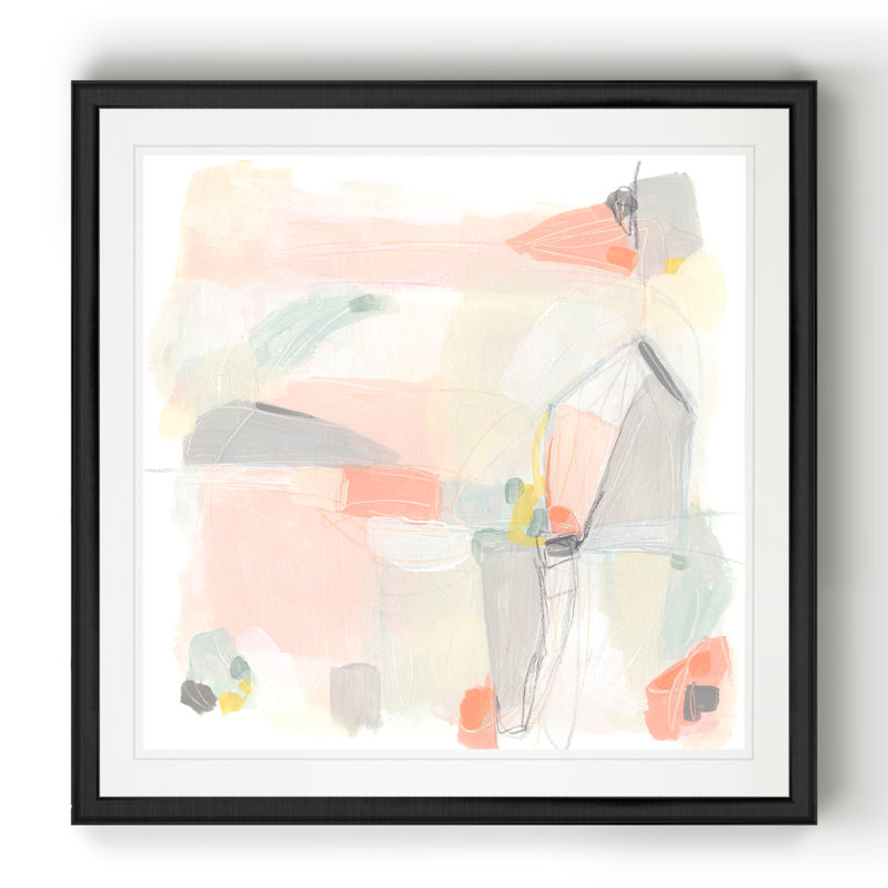 « pastel prism i »-reproduction d’art sur toile, Cadre noir, H 18 po x l 18 po x P 1,5 po