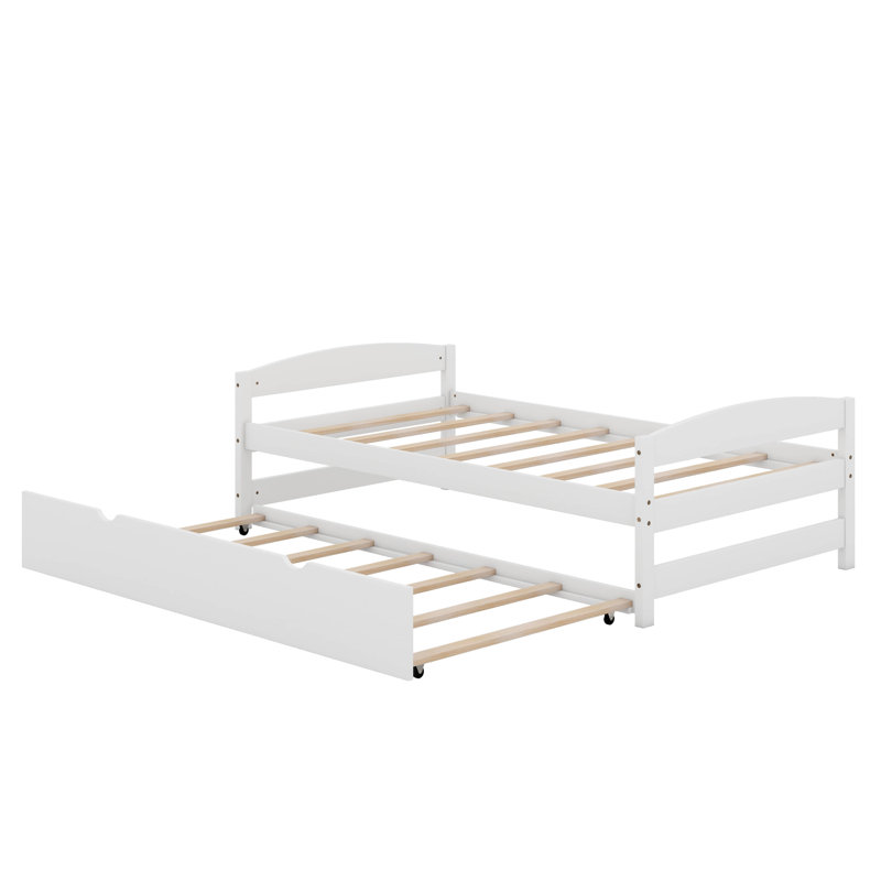 Lit plateforme simple avec lit gigogne, Blanc