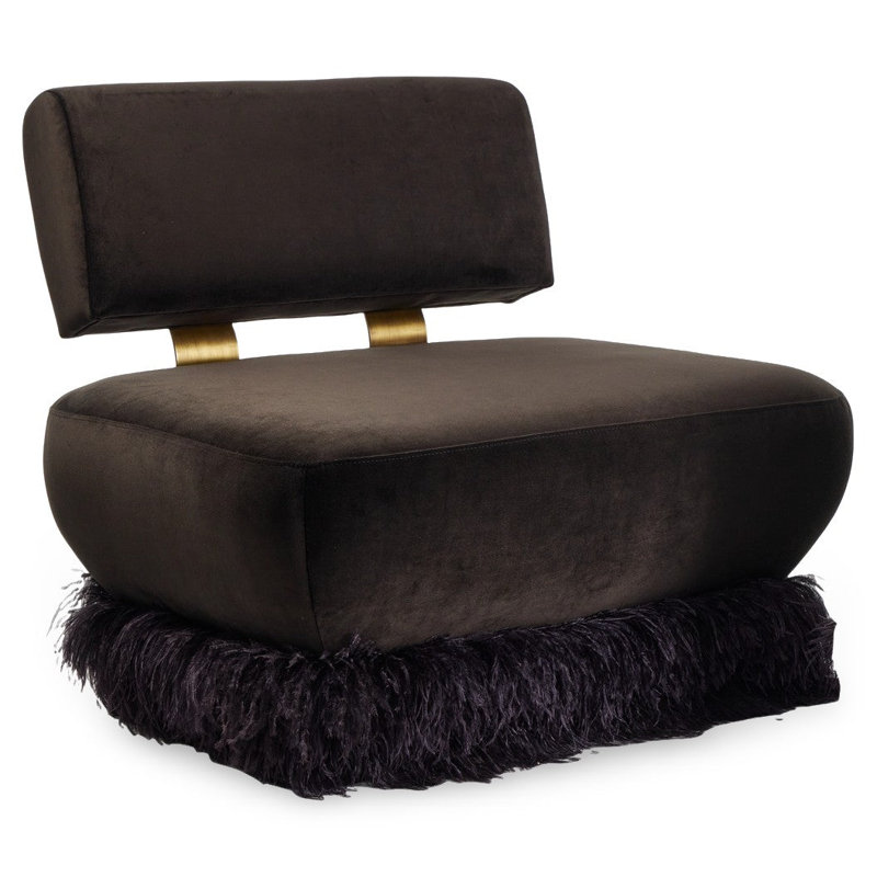 Ostrich Fluff Lounge Chair - Black / Black