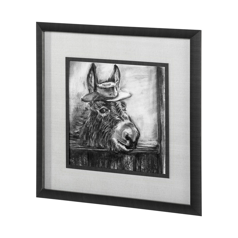 «Donkey I a Hand Hand», reproduction d'art texturée encadrée mat sous verre, Donkey II