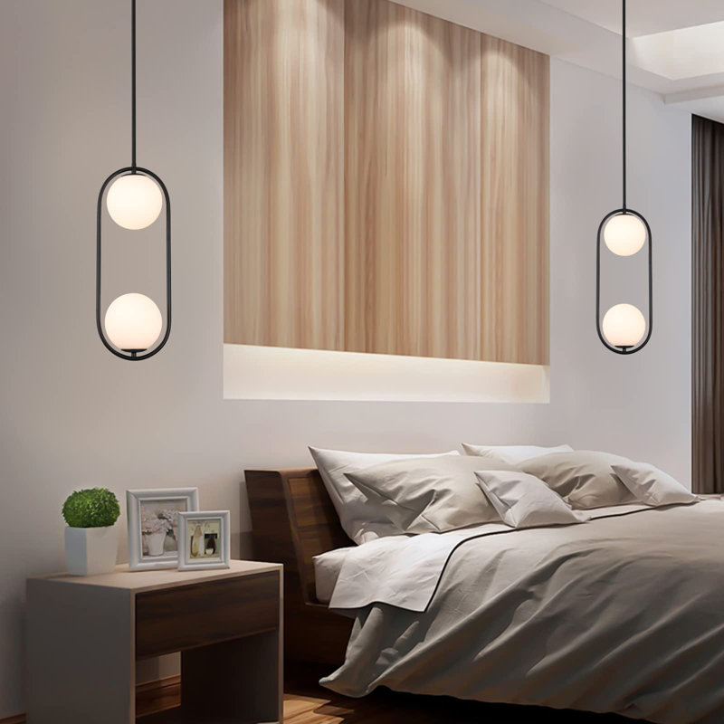 Luminaire suspendu 2 lumières Gamba, Noir