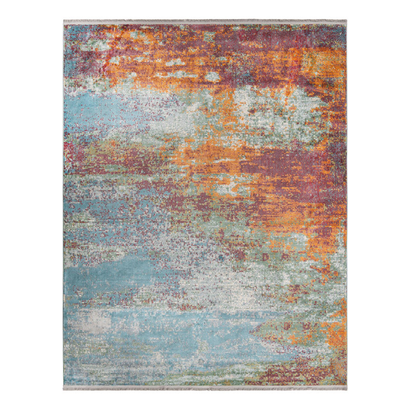 Tapis rouge à motif abstrait Haefner, Rectangle 8 pi 2 po x 10 pi