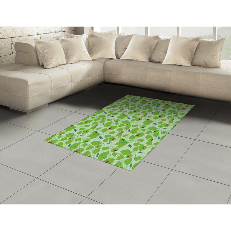 Tapis décoratif à fibres longues haute densité en polyester et coton à motif feuillu, Rectangle— 4 pi x 5 pi 8 po